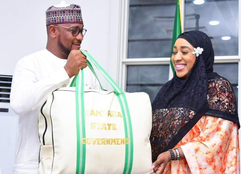 ALT="Betta_Edu_Minister_of_Humanitarian_Affairs_and_Poverty_alleviation_meets_Governor_Dauda_Lawal"